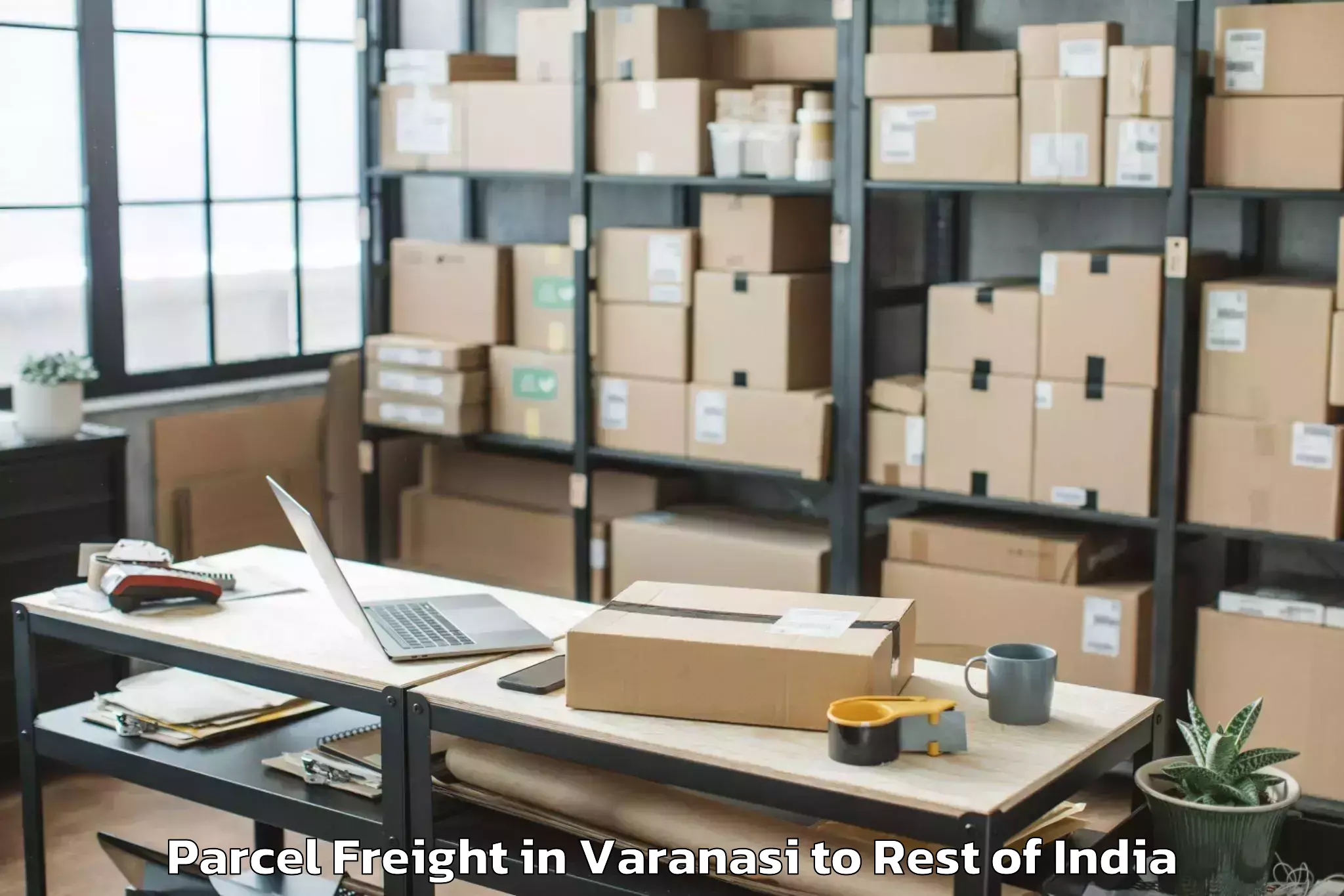 Easy Varanasi to Ranbir Singh Pora Parcel Freight Booking